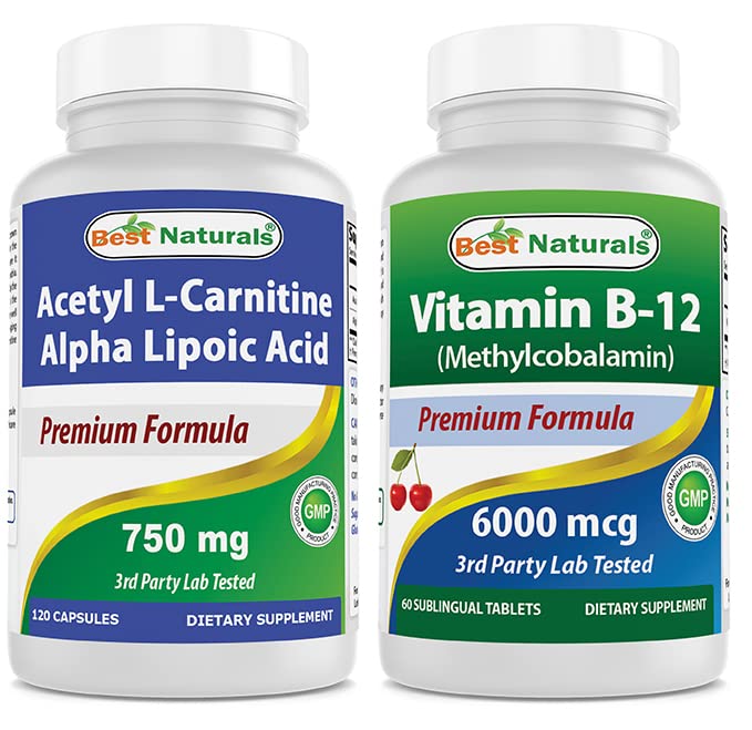 En İyi Doğallar Acetyl L-Carnitine ve Alfa Lipoic Asit 750 mg & Vitamin B-12 6000 mcg