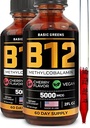 B12 Vitamini Sıvı Ölçeği 5000 mcg – Vegan Me-12 Enerji ve Odak için Yazıyor - Kadınlar ve Erkekler için B 12 Vitamin - Hızlı Absor Mecobalamin - 120 Hizmet - 4 fl oz