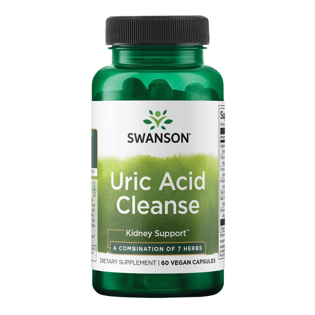 Swanson Uric Acid Cleanse - Natural Supplement Proting Kidney Support - 7 Herbs Güçlü Bir Kombinasyon - (60 Veggie Capsules)
