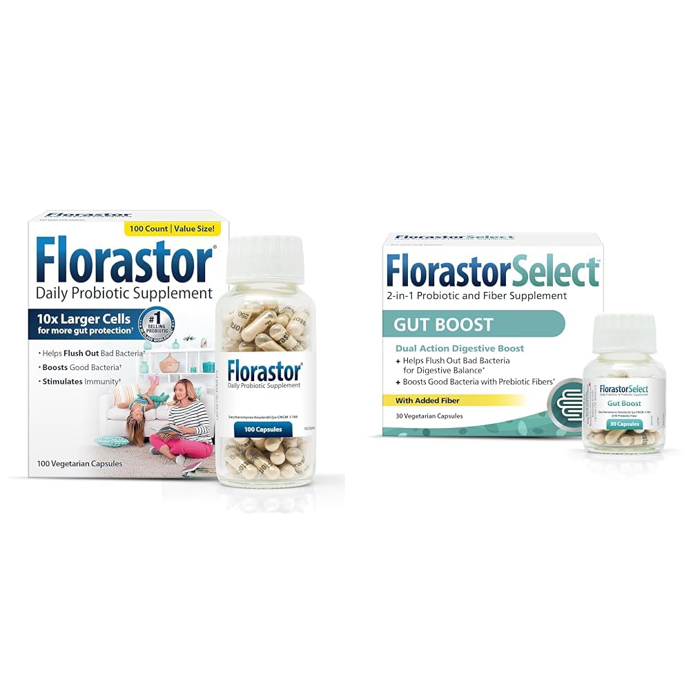 Florastor Probiyotik Sche for Digestion, Gut Health – 100 ct. Probiyotik for Digestive & Immune Health + 30 ct. Gut Boost Daily Probiyotik & Prebiyotik - İyi Bakteri & Flush Out The Bad