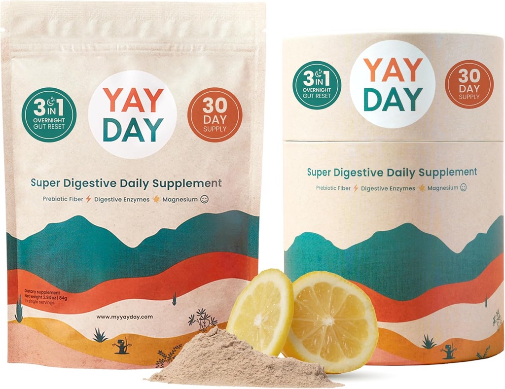 Digestive Enzymes Prebiyotik Fiber Supplement Toz Paket - Daily Gut Health + Magnezyum Toz Derin Uyku, Düzenlilik, Bloating & Constipation Relief - Citrus (37 hizmet)