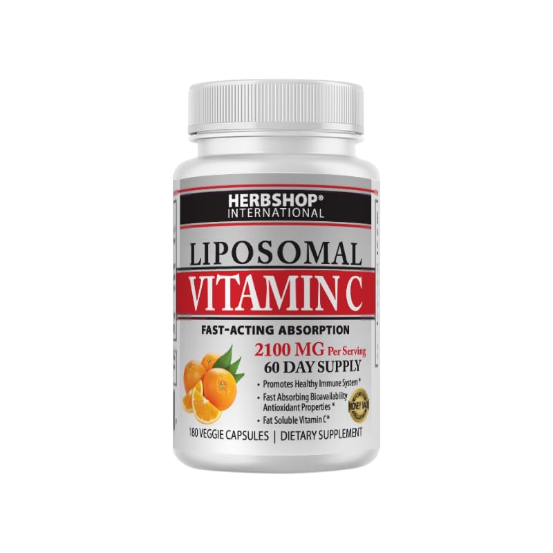 Doktor Herbshop International Liposomal Vitamin C Capsules, 2100 mg, Yüksek Abors, Fat ►, Sunflower Lecithin, 180 Capsules, 60-Day Supply, Premium Wellness Supplement