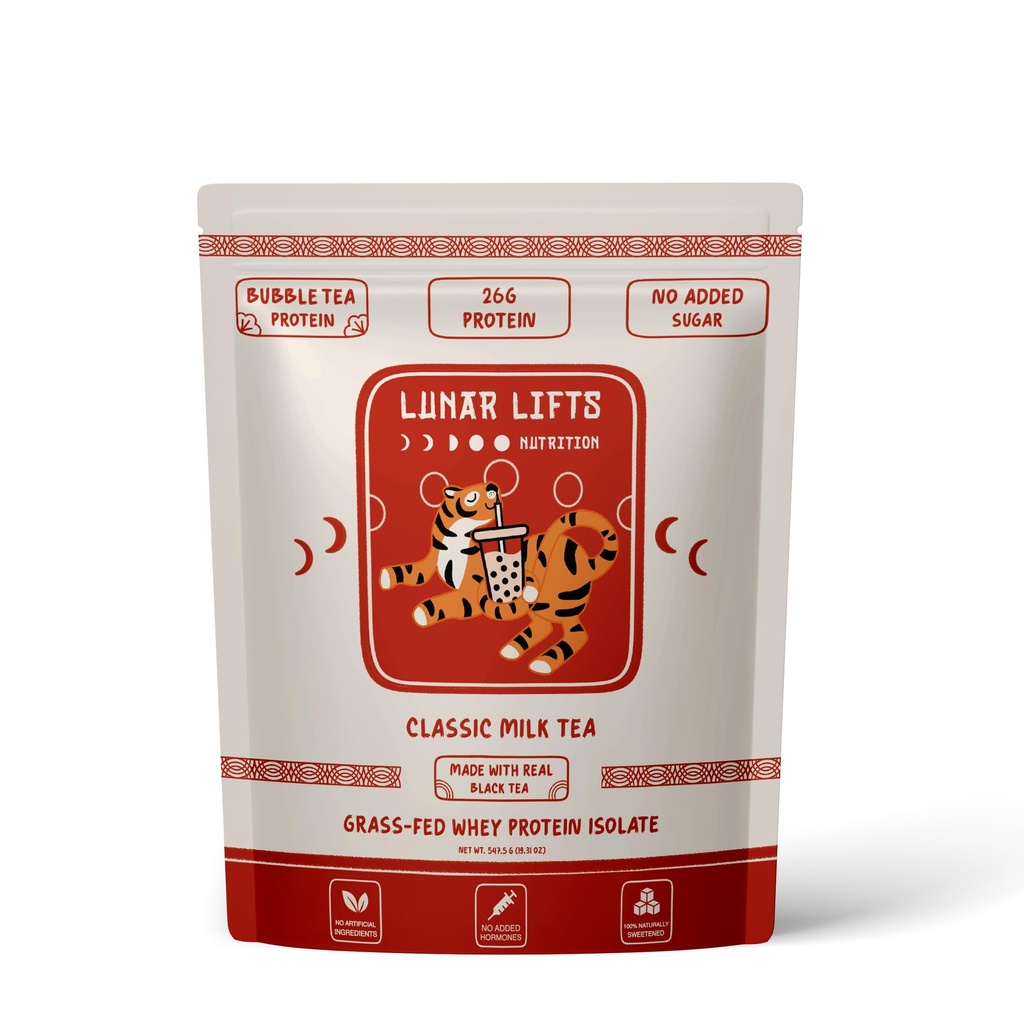 Ay Asansörleri Beslenme Classic Milk Tea Boba protein Toz | Whey proteini | 26g Grass Fed Whey Protein Tozu | Ek Olmayan Şeker veya Yapay Malzemeler | Bubble Tea