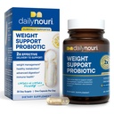 Günlük Nouri Kilo Destek Kadınlar ve Erkekler için Probiyotik | Sağlıklı Kilo Yönetimi, Metabolism, Digestion & Gut Health | 3 Klinik olarak Studied Strains + Vegan Omega Oil | 30 Günlük Supply