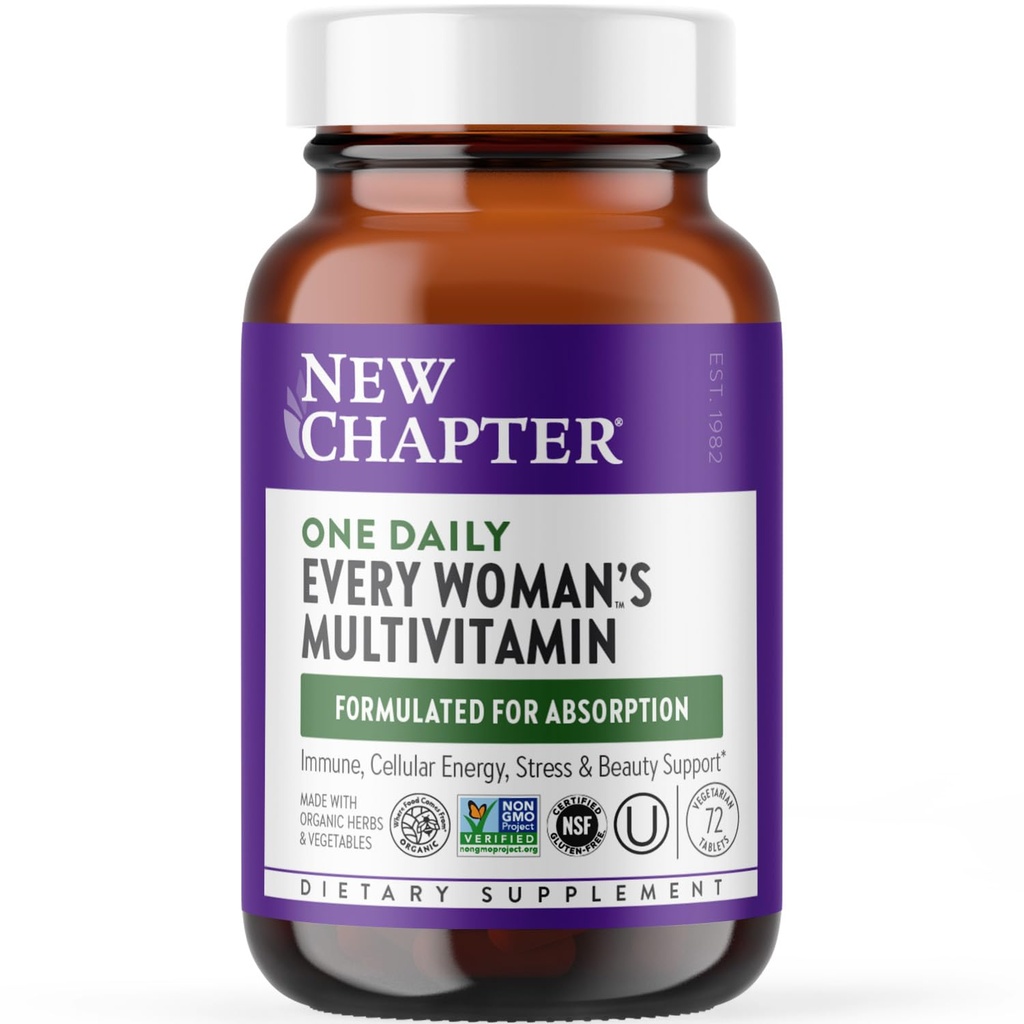 Yeni Bölüm Kadın Çokvitamin, Demir, B6, B12, Saç Büyümesi için Biotin, D3, Vit C, PVC Immune & Stres Desteği, Bir Günlük, Un-GMO, Gluten-Free, 72 Tablets