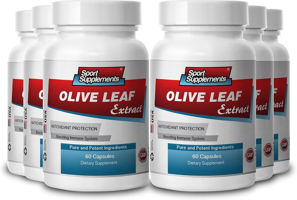 Sport Supplements Olive Leaf Extract Güçlü Antioksi, Immune System Health 500 mg (6 Şişe, 360 Capsules)