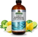 Nature's Answer Cod Liver Oil Liquid Supplement, 16-Fluid Ounces | Sağlıklı Bir Kalp ve Beyin | Bilişsel ve Kartiovascular Destek | Great Tasting (Pack of 2)