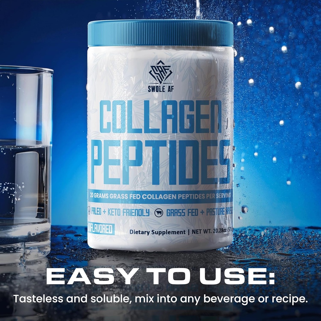 Swole AF Collagen, | Paleo & Keto Friendly Toz | Gençlik için Diyetsiz Diyet Tamam, Ortak Destek, Saç ve Çiçek Güçlü, Gut Health
