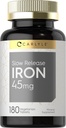 Carlyle Slow release Iron 45 mg | 180 Tabletler | Ferrous Sulfate Mineral Supplement | for Men & Women | Vegetarian, Non-GMO ve Gluten Free Formula