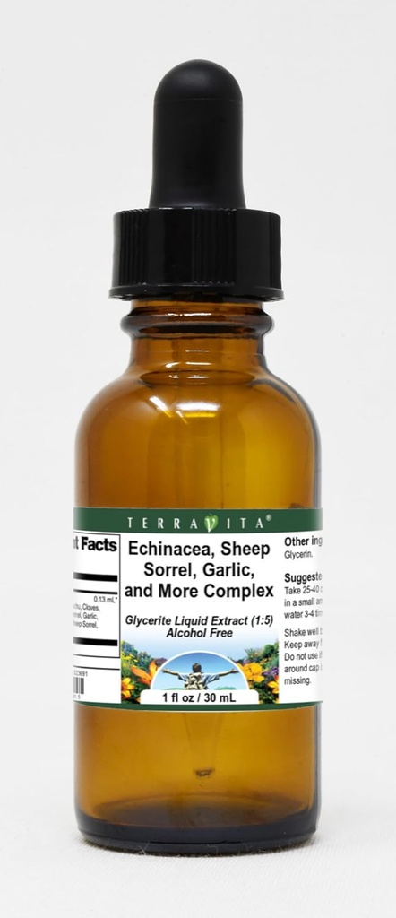 Terravita Echinacea, Koyun Sorrel,, ve Daha Komplek Glycerite Sıvı Ekstraksiyon (1:5) - No Flavor (1 oz, ZIN: 523691)