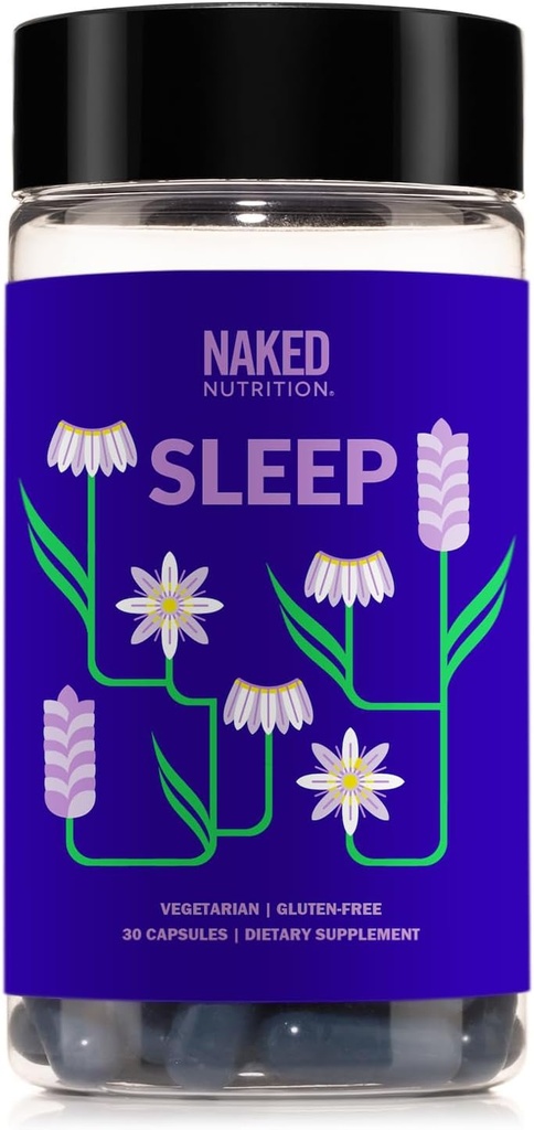 Çıplak Uyku - GABA L Theanine Natural Sleep Aid - Lemon Balm, Lavender, ve Melatonin Geliştirilmiş Rahatlama ve Uyku Kalitesi - Gluten-Free ve Vegetarian - 30 Capsules