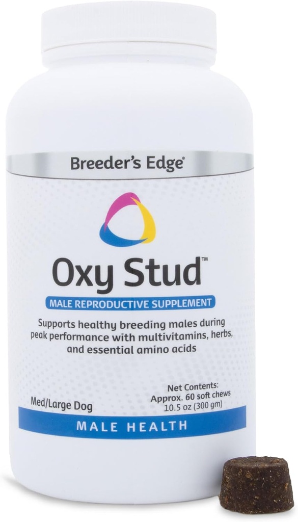Breeder's Edge Oxy Stud Soft Chews, Erkek Köpekler ve Kediler için tasarlanmıştır ve Breeding ve Beslenme Sağlığına Özel İhtiyacı Var, 60 ct Medium & Large Dog Dog