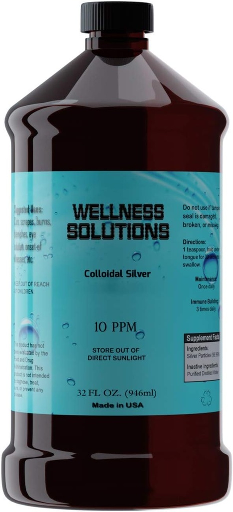 Colloidal Silver - Wellness Çözümleri - Vegan - Gluten Free 32 fl. oz