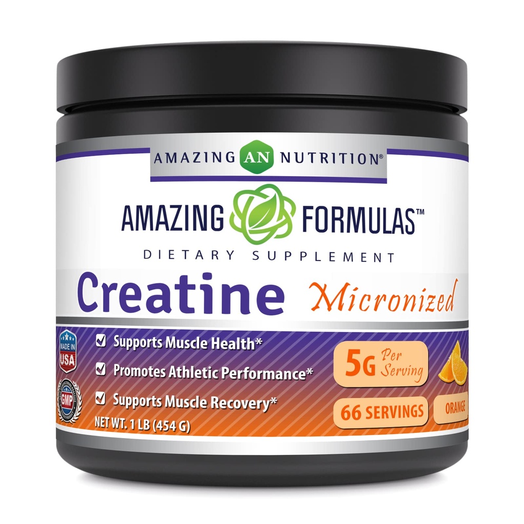 Amazing Formulas Micronized Tinatine Monohidrat Toz Supplement | 5000 mg Arada | İdeal Pre & Post Workout Supplement | ABD'de Yapılacaklar (1 LB, Orange)
