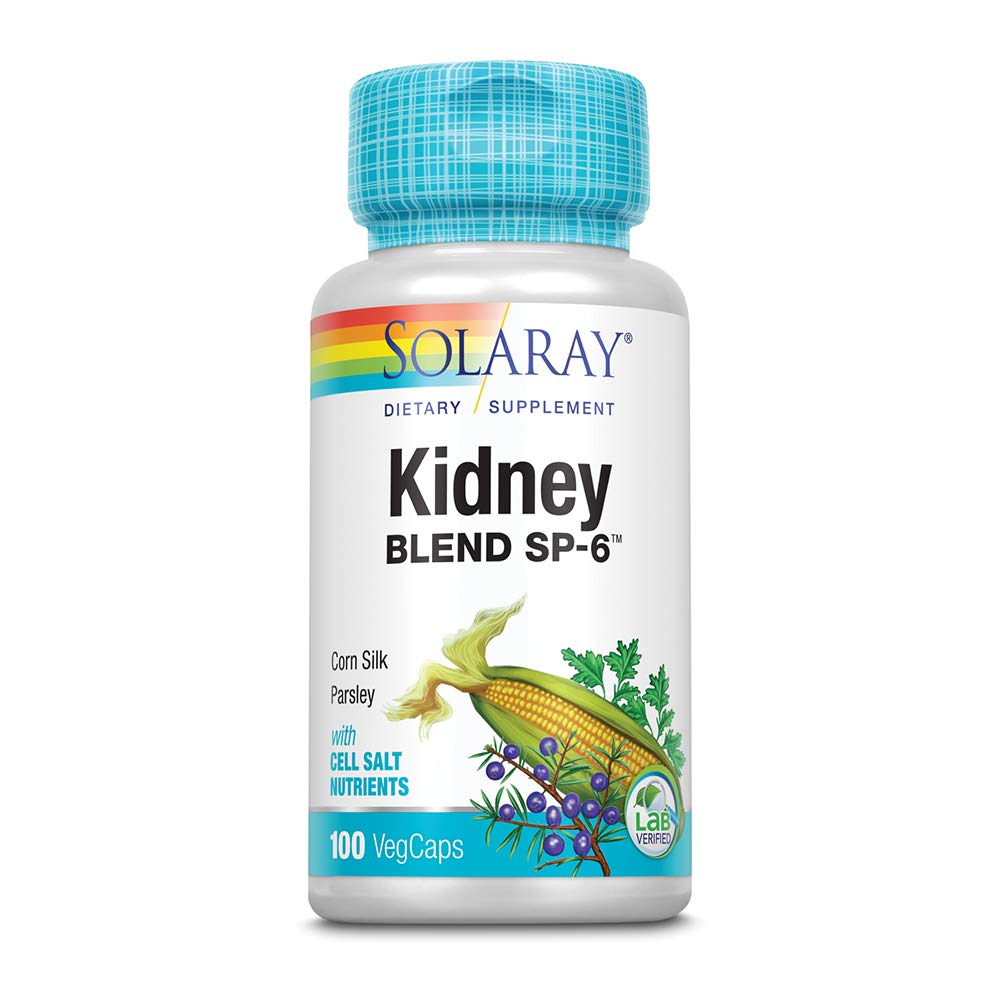 Solaray Kidney Blend SP-6 - Herbal Support Supplement for Women & Men w/ Uva Ursi, Parsley, Juniper, Corn Silk & Cell Salt Nutrients to Help Support Health & Wellness, Non-GMO - 100 Vegan Capsules
