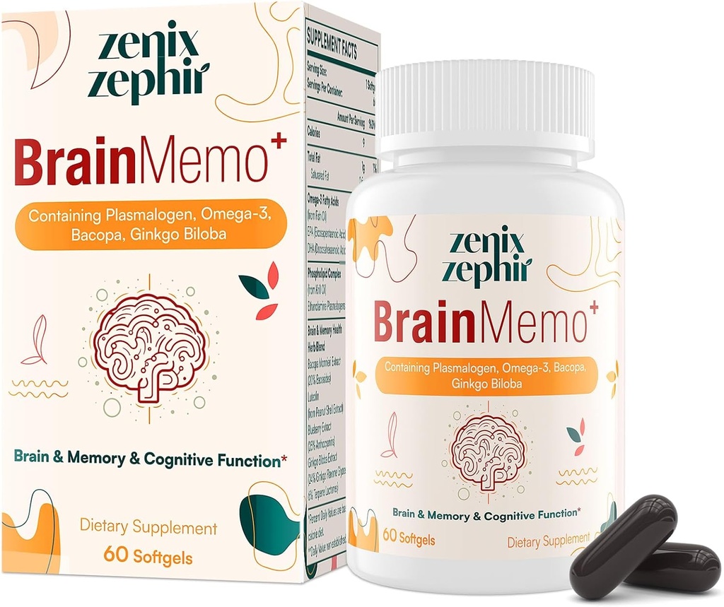 Memory ve Focus için Beyin Supplements - Omega-3 ile Phospholipid Kompleksi, Plasmalogens for Cognitive Performance and Focus Advancedment - Non-GMO, 60 Days