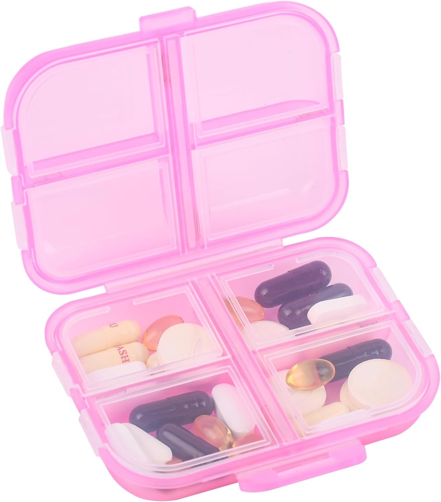 Seyahat Pill Organizer Small 8 Grid Karşılaştırmalı Pill Sahibi Box - Portatif Tıp Konteyneri - Günlük İlaç Organize
