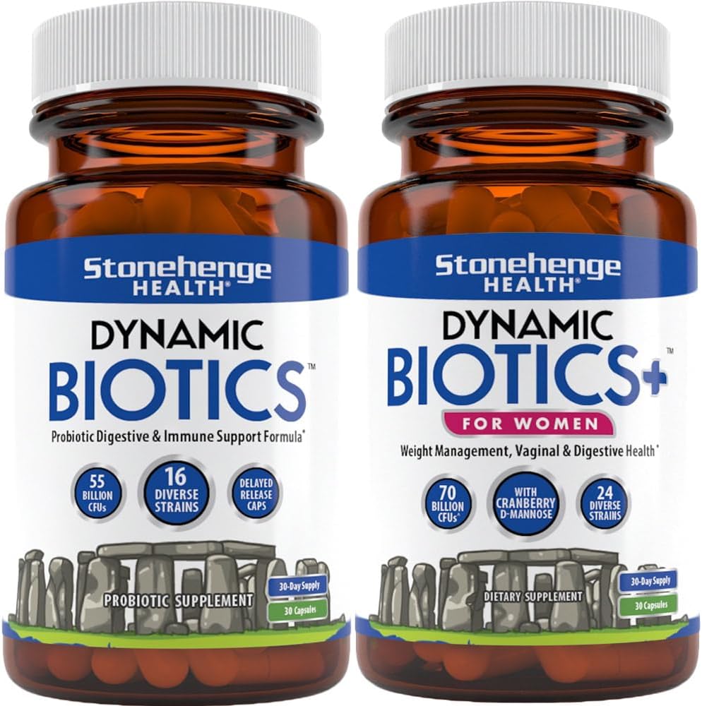 Stonehenge Health Dynamic Biotics + Dynamic Biotics+ for Women Probiyotiks Sche Supplements to Support Digestive & Feminine Health Dynamic Biotics + Dynamic Biotics+ for Women Probiyotiks Sche Supplements to Support Digestive & Feminine Health