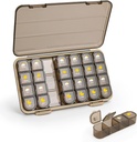 Pill Organizer 4 Times A Day, 7 Day Pill Box 4 Times A Day - Acedada Weekly Medicine Box Organizer with Ayrı Case, Portatif Günlük Pill Konteyner Kaplaması Formlar için Banyo Yağları Tamamlar, Brown