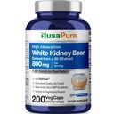 NusaPure White Kidney Beans 30:1 Ekstraksiyon, 800 mg 24.000 mg 200 Vegan Capsules - Bioperine - (Vegan, Non-GMO)