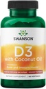 Swanson Yüksek Potency D-3 w/Coconut - Doğal Ek Kemik Sağlığı ve Immune Sistem Desteği - Gıda Apsiyonunu arttırmaya yardımcı olabilir - (60 Softgels, 125mcg each)