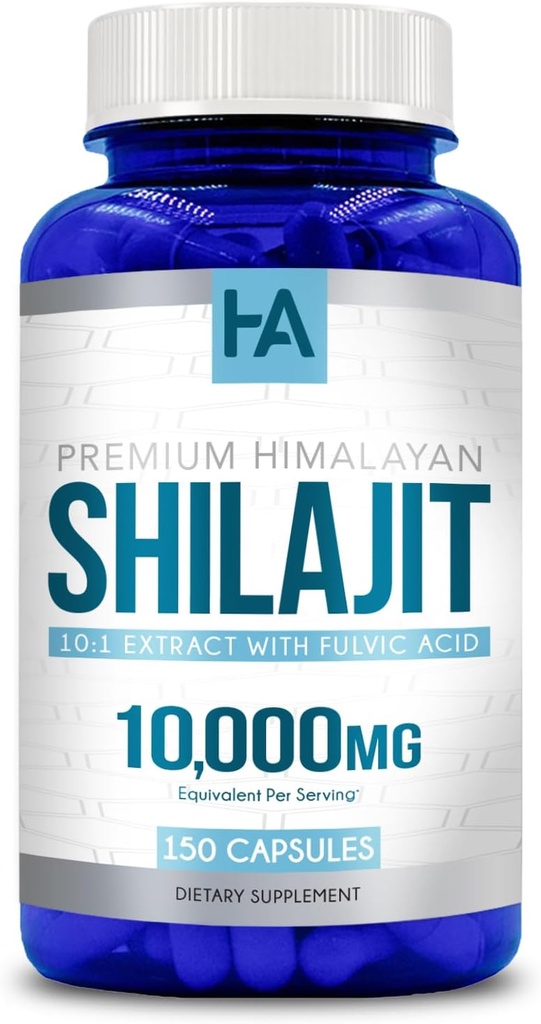 Extra Strength Shilajit Capsules | Taste Free Shilajit for Men & Women 10000mg Equivalent with Naturally Occurring Trace Minerals and Fulvic Acid | Vegan Non-GMO & Made in cGMP Labs (150 Servings)