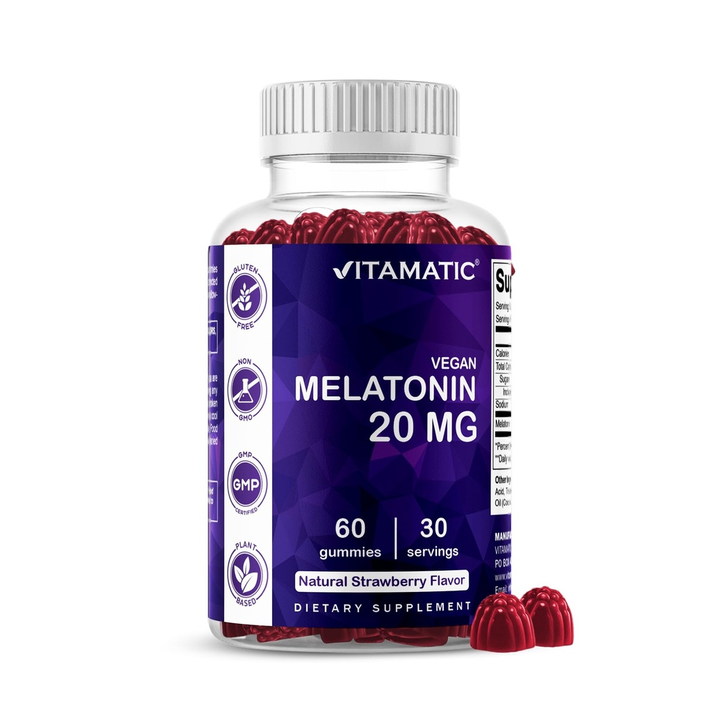 Vitamatic Melatonin 20 mg Gummies for Yetişkinler, 30 Hizmet - 60 Count - Non-Habit Form Supplement Supplement Supplement