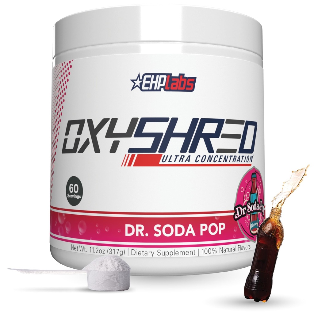 EHP Laboratuvarları OxyShred Thermogenic Fat Burner - Pre-Workout Toz L-Glutamine, Acetyl L-Carnitine, Metabolism ATM, Kilo kaybı, Appetite Control, Enerji İçilir, Dr. Soda Pop, 60 Hizmetler