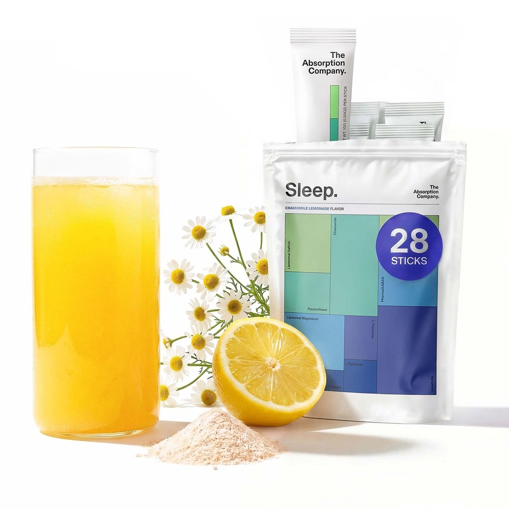 Sleep Aid Toz - Liposomal Saffron ile Derin Uyku İçin Sakin, Magnezyum & PharmaGABA Melatonin-Free Natural Supplement Stresi Azaltmak ve Uyku Kalitesini Geliştirmek için Uyku Kalitesi Chamomile Lemonade 28