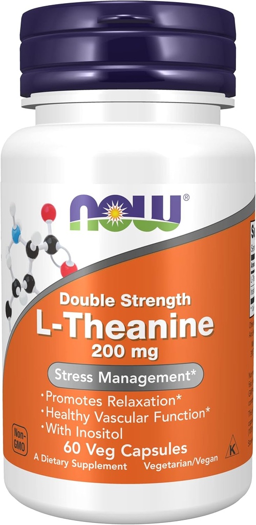 Şimdi Gıdalar: L-Theanine Stres Yönetimi 200 mg, 60 kapak (2 Paket)