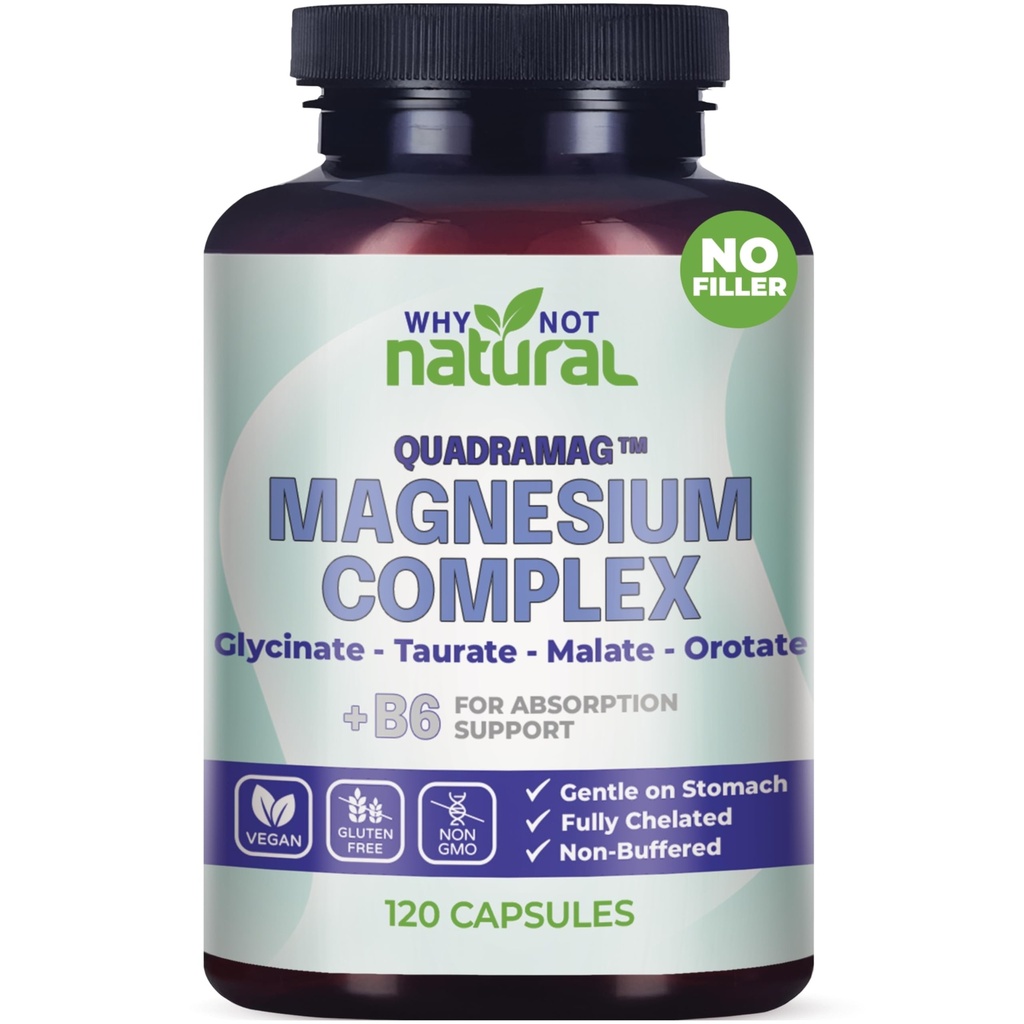 4-in-1 Magnezyum Kompleksi - Glycinate, Taurate, Malate, Orotate Mix - hizmet başına 300 mg, 120 Capsules