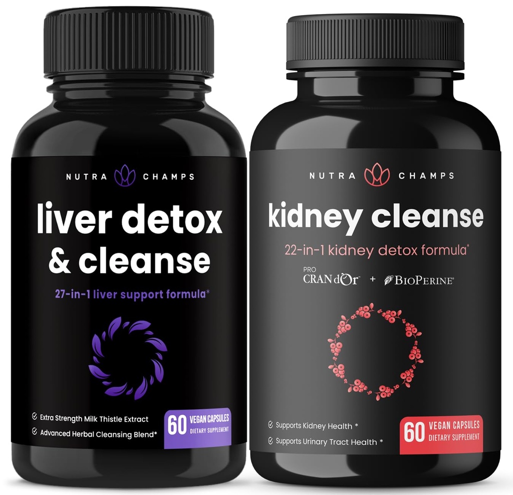 NutraChamps Liver Cleanse Capsules ve Kidney Cleanse Capsules 2 Pack