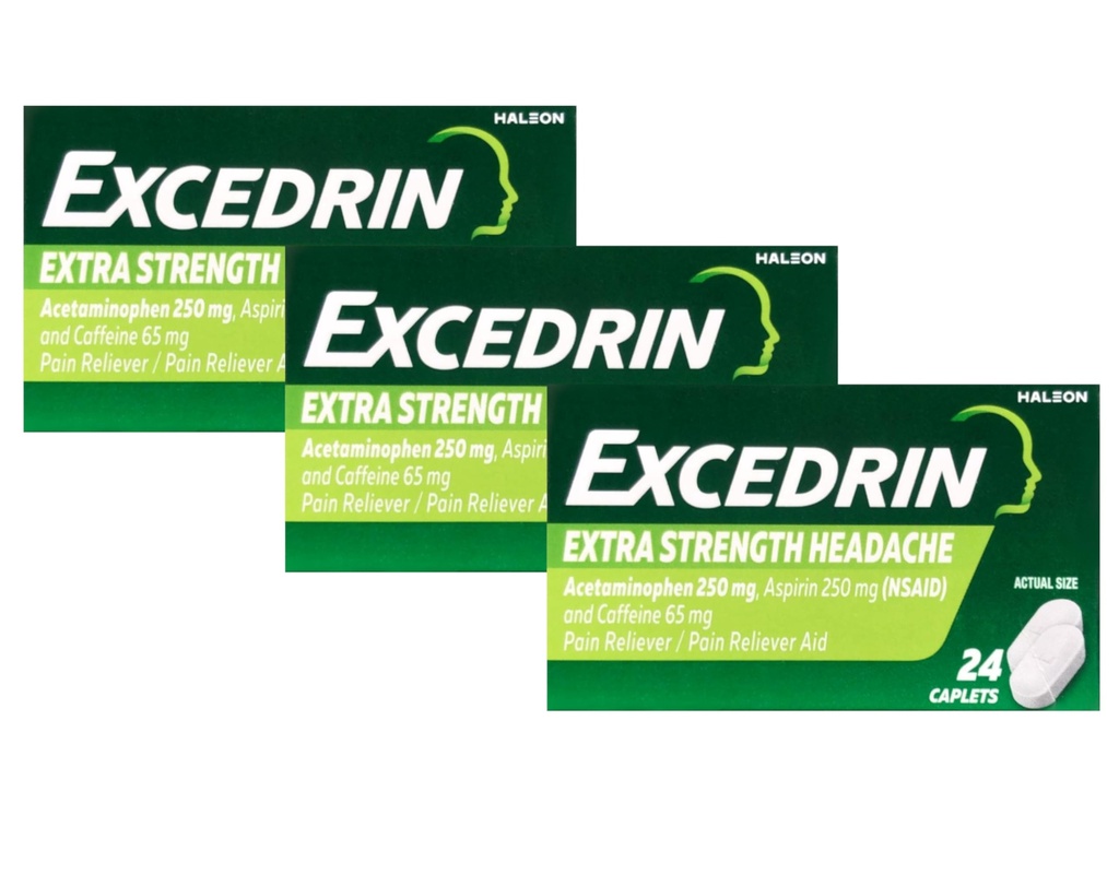 Excedrin Ekstra Güçlü - 24 Caplets, Pack of 3