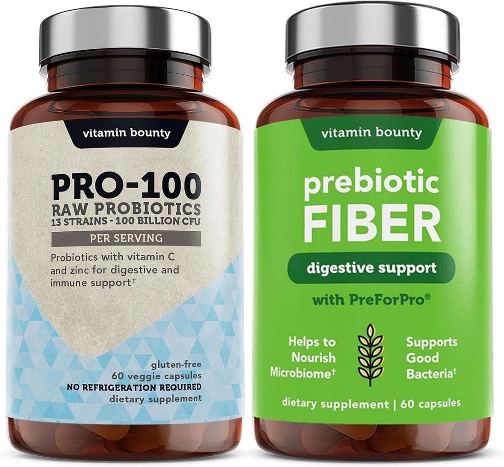 Bounty Pro-100 Probiyotiks & Prebiyotik Fiber Sche: Ultimate Gut Health Support with 13 Strains, 100 Milyar CFUs, çinko & Vitamin C, Gecikmiş Yayın Kapsülleri - 90 Capsules