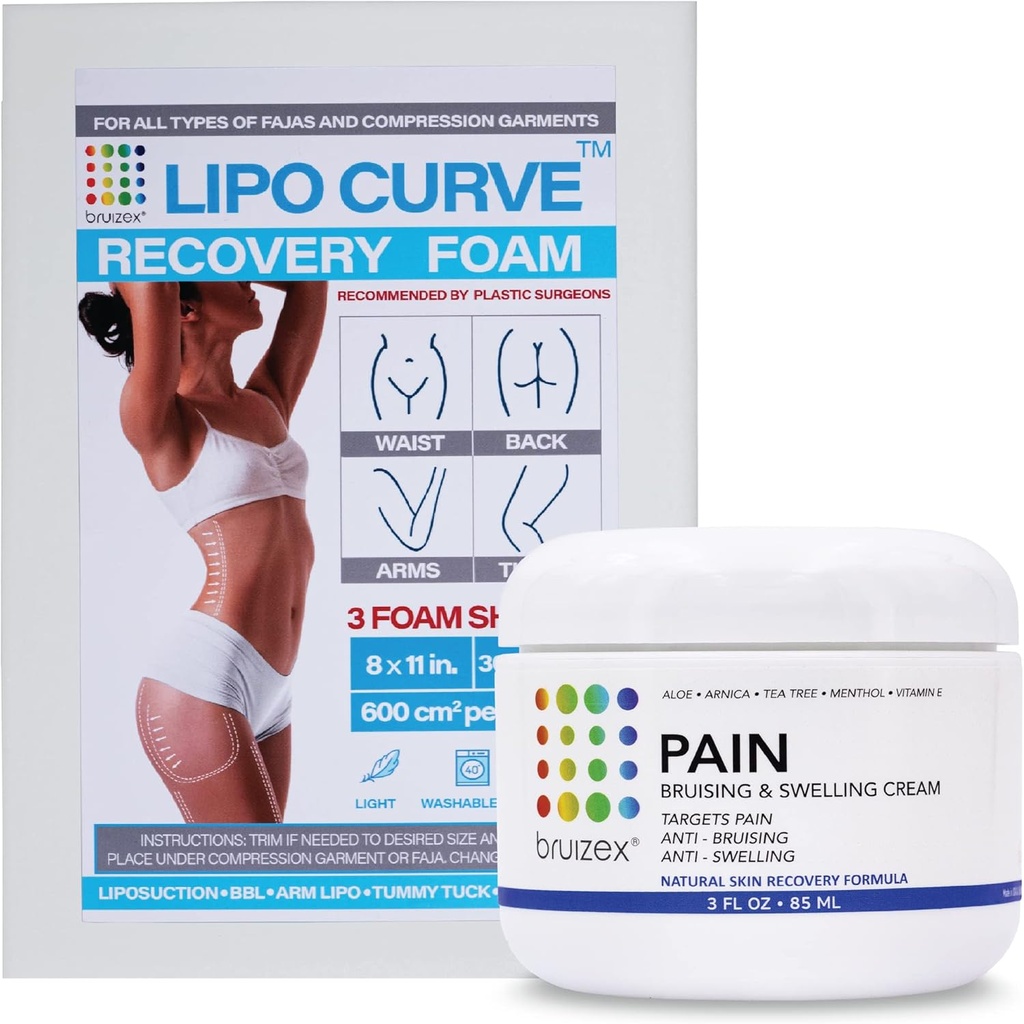 Arnica Montana Bruising & Swelling Cream & LipoCurve Köpük Post Cerrahisi Pads Sche, Liposuction Post Surgery Recovery & Lymphati
