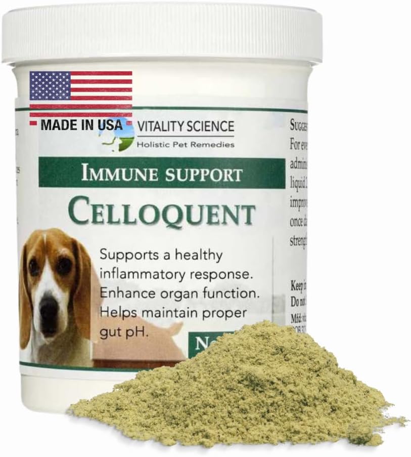 Vitality Science Celloquent for Dogs | Gelişmiş Immune Support | Keeps Proper Gut pH | Boosts Organ Fonksiyonu | Aids Detoxification & Health Inflammatory Response | 100% Güvenli ve Doğal (220g)