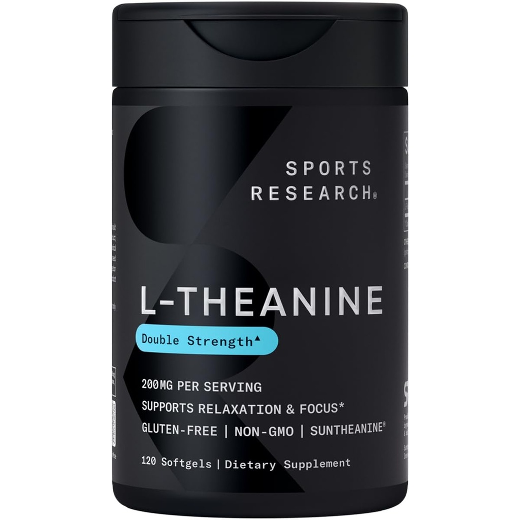 Spor Araştırması Double Strength L-Theanine Supplement - Suntheanine Softgels for Focus, Relaxation & Alertness - Non-Drowsy Support Made with Coconut Oil, Non-GMO & Gluten Free - 200 mg, 120 Count