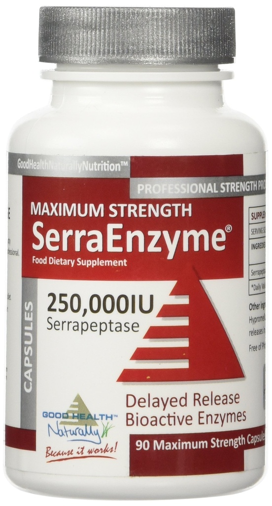 Serra Enzyme Serrapeptase Supplement - Clear Lungs and Sinuses, Proteolytic, Digestive Cleanse | 250.000 IU - Maksimum Güçlü | 90 Capsules