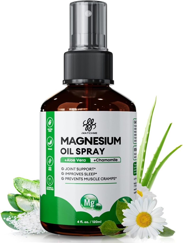 Magnezyum Oil Mix - Foot & Body için Magnezyum yapıştırıcısı, Leg Cramps, Joint Health & Sleep Support, Nourish Skin - Pure, Topical and Natural Oil from Ancient Minerals, 4oz