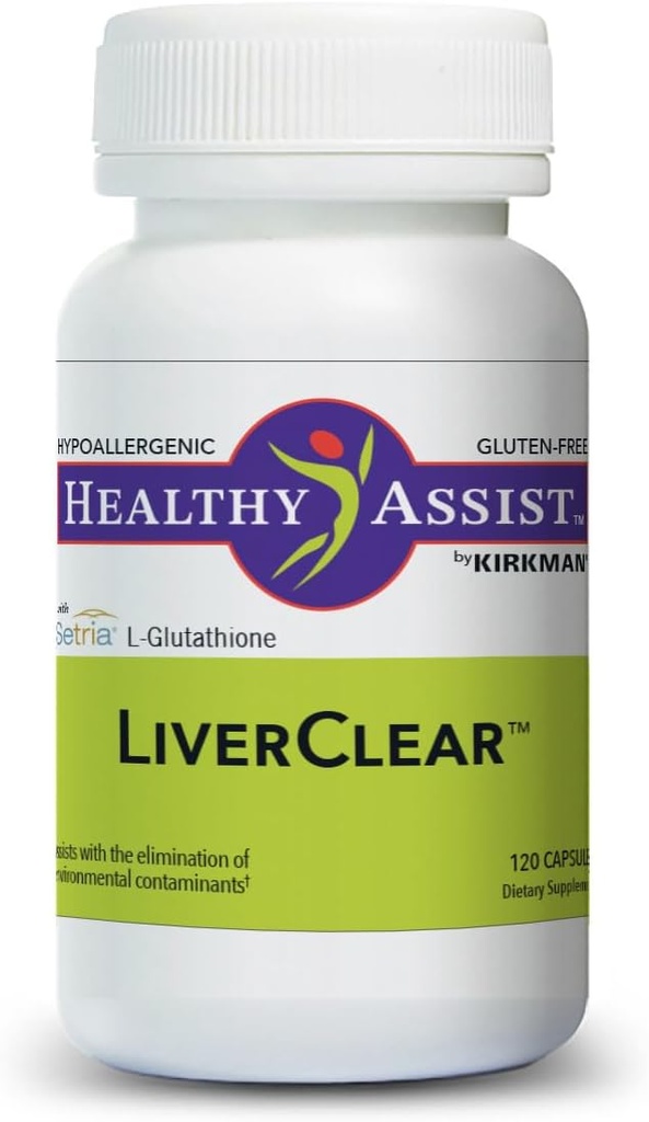 Kirkman LiverClear Supplement, 120 Capsules, Body Cleanse with Vitamin C, E, Selenium, Taurine, Curcumin, Milk Thistle, Glutathione, NAC &uba destek için Vücut Doğal Temizleri