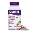 Natrol Hızlı Dissolve Vitamin D3 2,000 IU, Bone and Joint Health, Bone Support Supplement, 90 Tablet, 90 Day Supply Supplement, 90 Tablet, 90 Günlük Supply