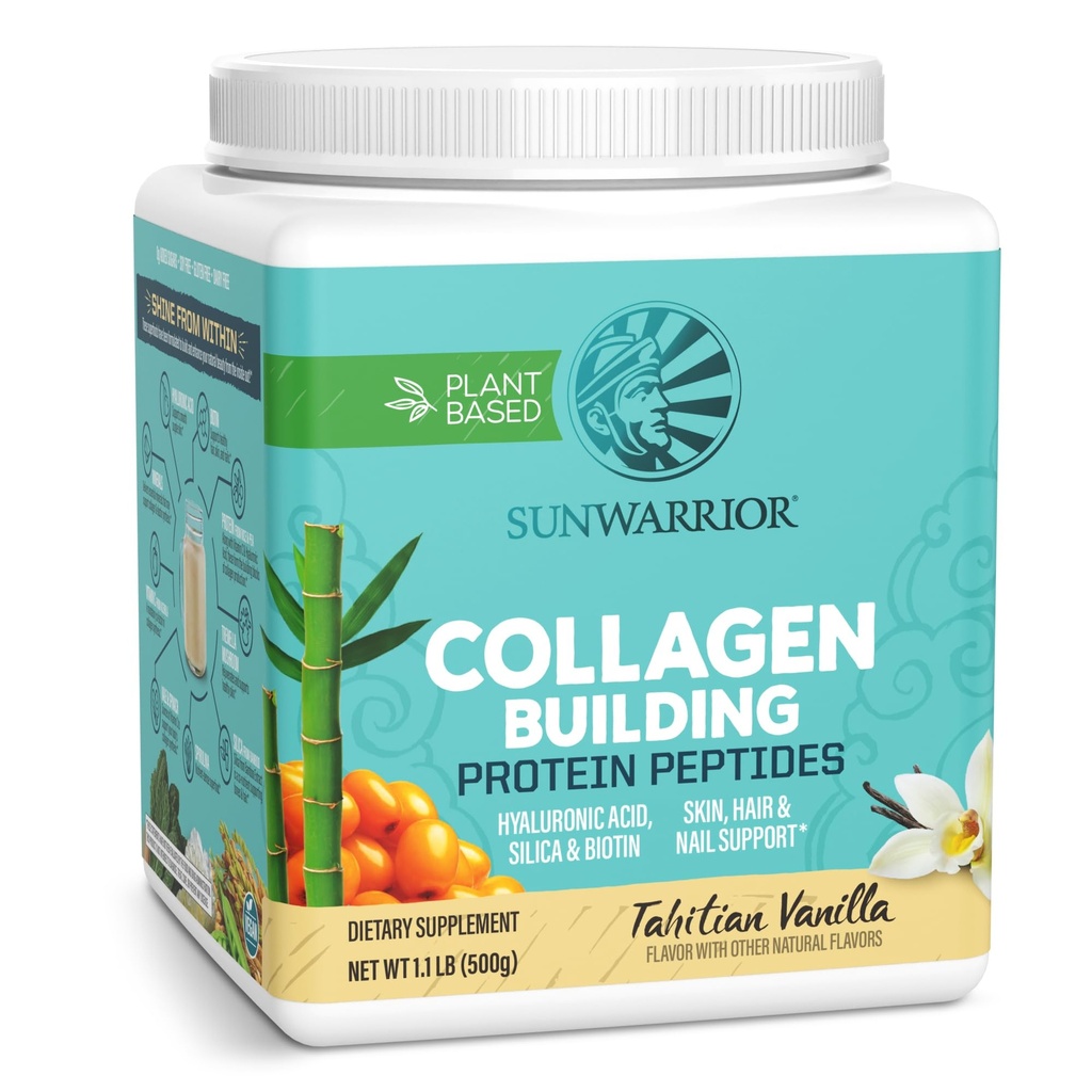 Vegan Collagen Protein Powder Plant-based | Hyaluronic Acid Minerals Biotin Soy Free Dairy Free Gluten Free NON-GMO | Vanilla 20 Servings | Collagen Building Peptides by Sunwarrior