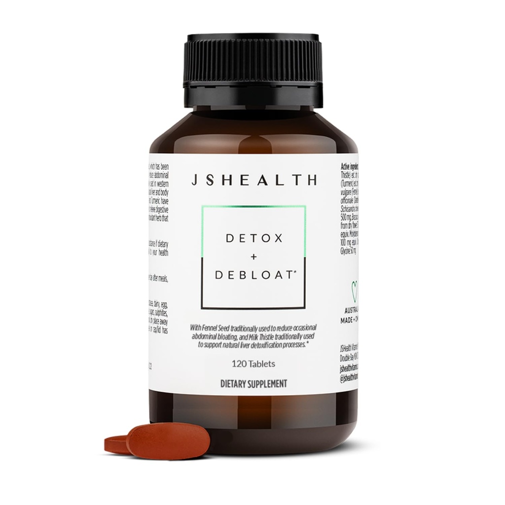 JSHealth Vitamins Detox ve Debloat Liver Health Formula | Liver Detox Pills | Butle, Turmeric, Fennel | Liver Cleanse Supplement (120 Tablet)