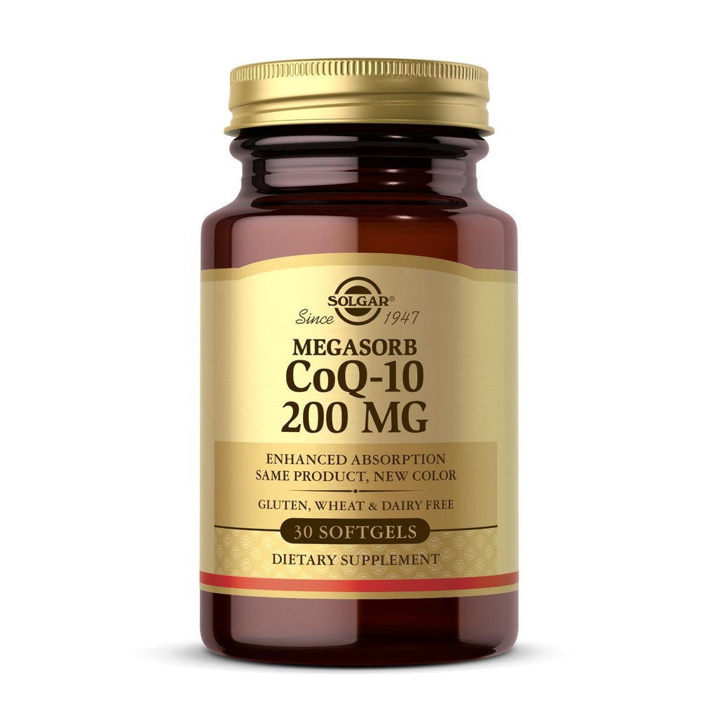 Solgar Megasorb CoQ-10 200 mg - 30 Softgels - Gelişmiş Absorb - Gluten Free, Dairy Free - 30 Hizmetler