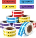 Tıbbi Aletler İlaç Öğretim Etiket Sürekli Kağıt Etiketi Sabah Noon Pill Case Planlayıcı 0.4 * 1.6inch (Her 1000 Sheets)