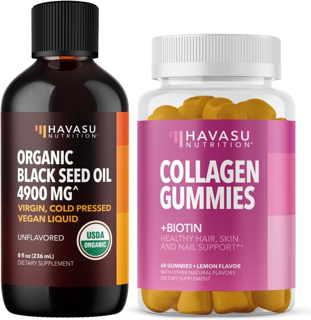 HAVASU NUTRITION Organik Siyah Tohum Yağı Sıvı + Collagen Gummies Sche