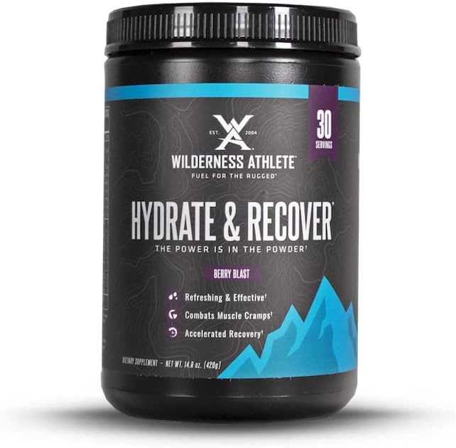 Wilderness Athlete - Hydrate & Recover | Sıvı Hydration Toz Elektrolyte Drink Mix - Recover Faster with Bcaas - Hydrate Toz with 1000 mg of C - 30 Service Tub (Berry Blast)