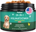 Dog Multivitamin Chewable Vitamins for Dogs with Glucosamine Chondroitin Multivitamins Chews Puppy Treats Skin Coat Heart Health Pet Hip & Joint Support Supplements for Dog Immunity Mobility Energy