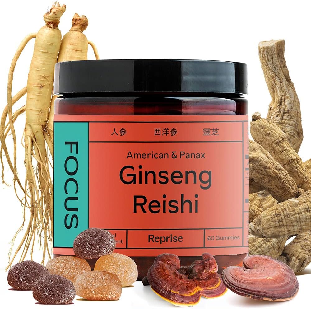 Amerikan Ruleti ile Odaklı Gummies, Koreli Panax BTC & Reishi Ekstra - Enerji ve Mood, Vegan, Low-Sugar, 60 Gummies, Pinele, Loquat & Strawberry Flavor