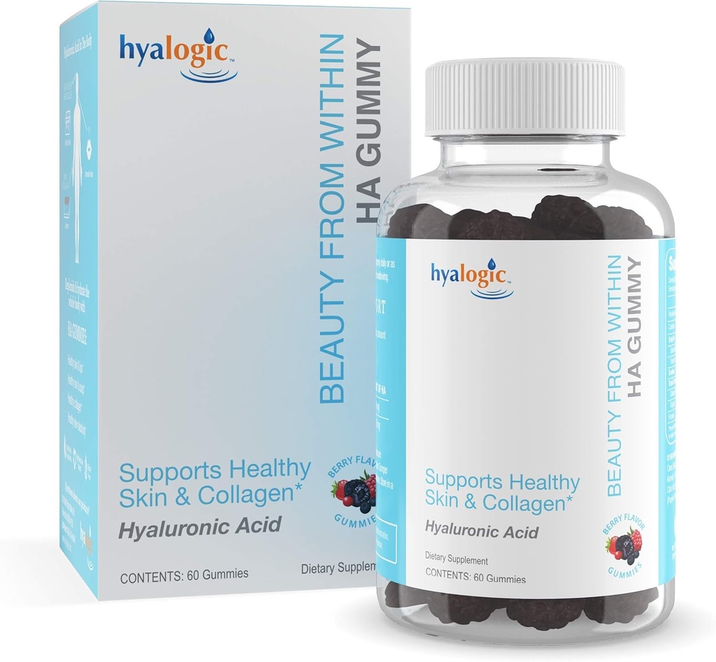 Hyalogic Beauty, Hyaluronic Acid Gummies - Skin Care ve Saç Büyüme için ideal - Delicious Berry-Flavored Gummy Vitamins - Vegan & Gluten Free (60 Gummies)